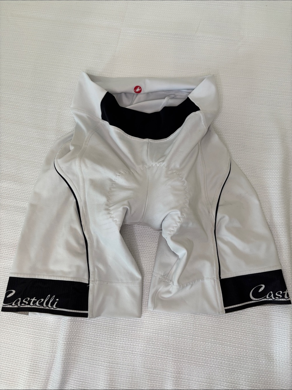 Castelli Women’s White Cycling Shorts with Black Accents Padded Size S